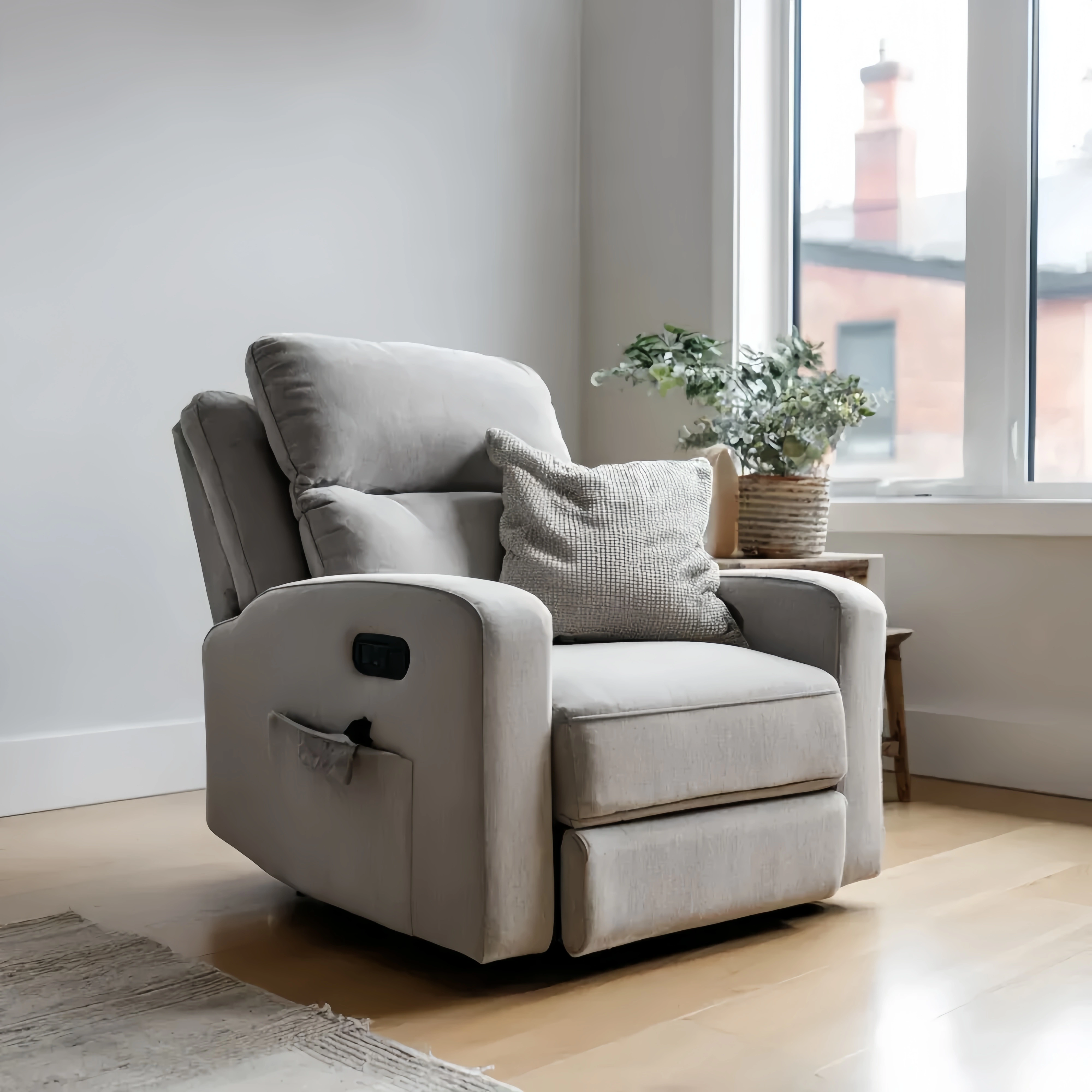 Verstellbarer Polstersessel 100x95x112 cm - Hellgrau