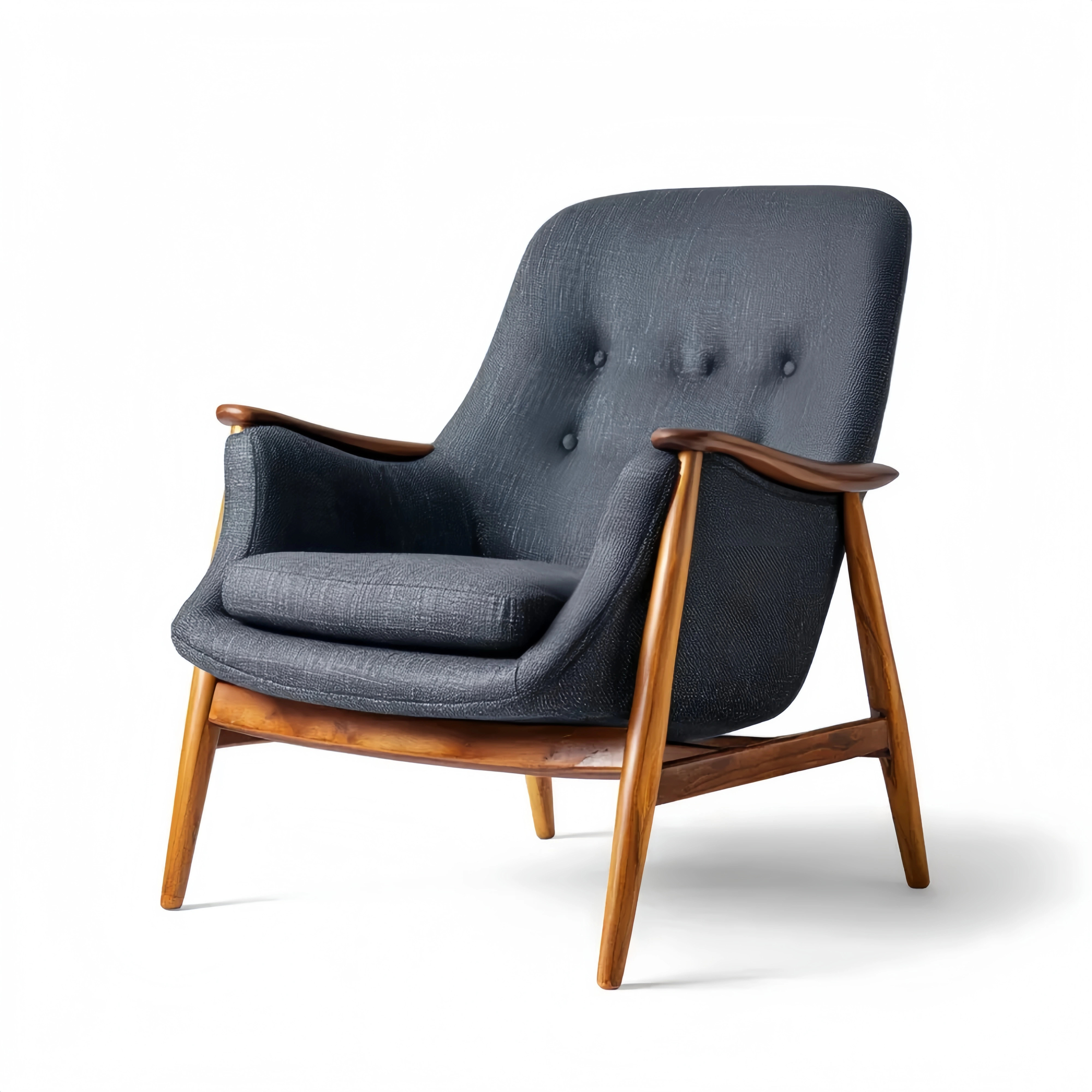 Loungesessel aus Stoff mit Holzrahmen Dunkelgrau