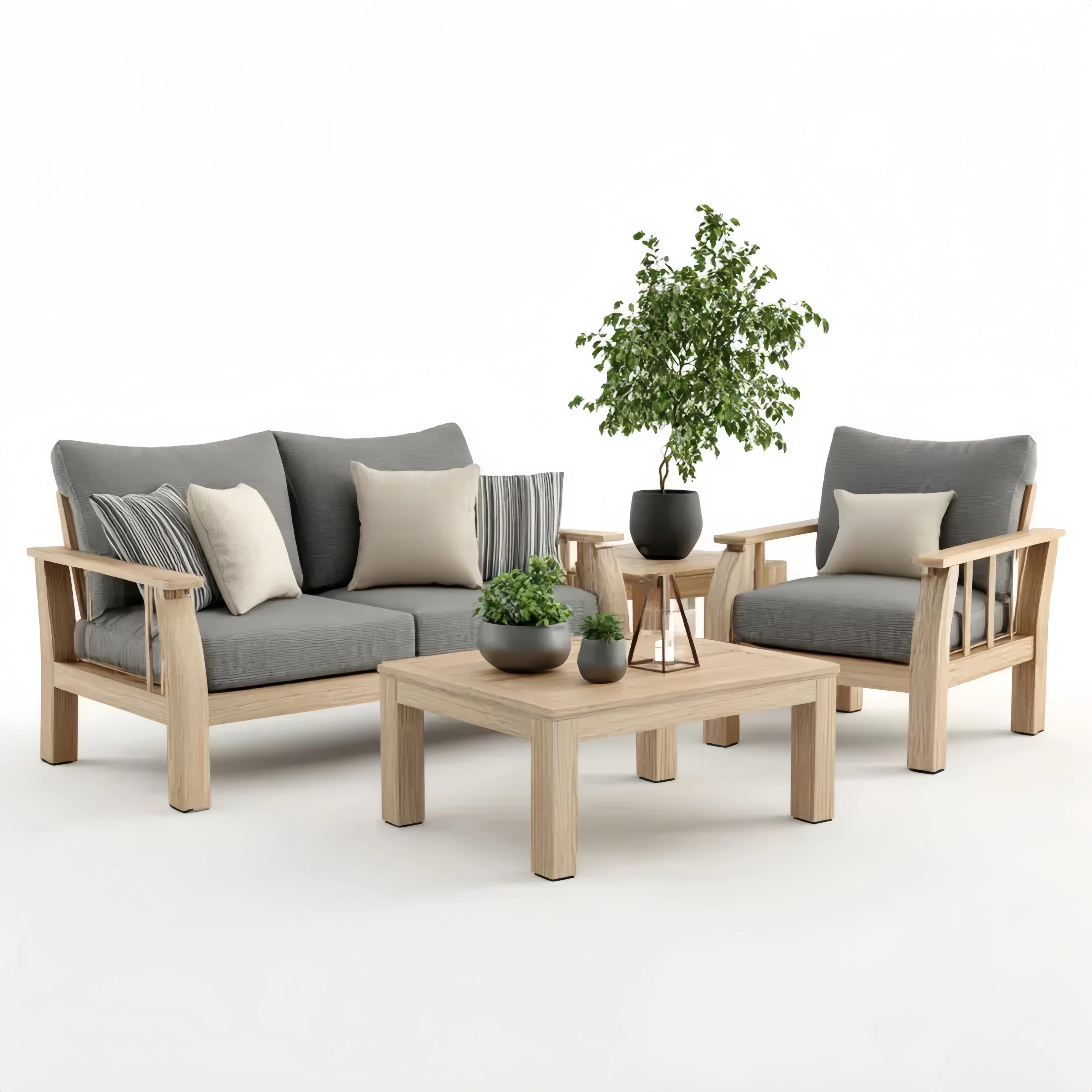 Holz Gartenmöbel Set Grau