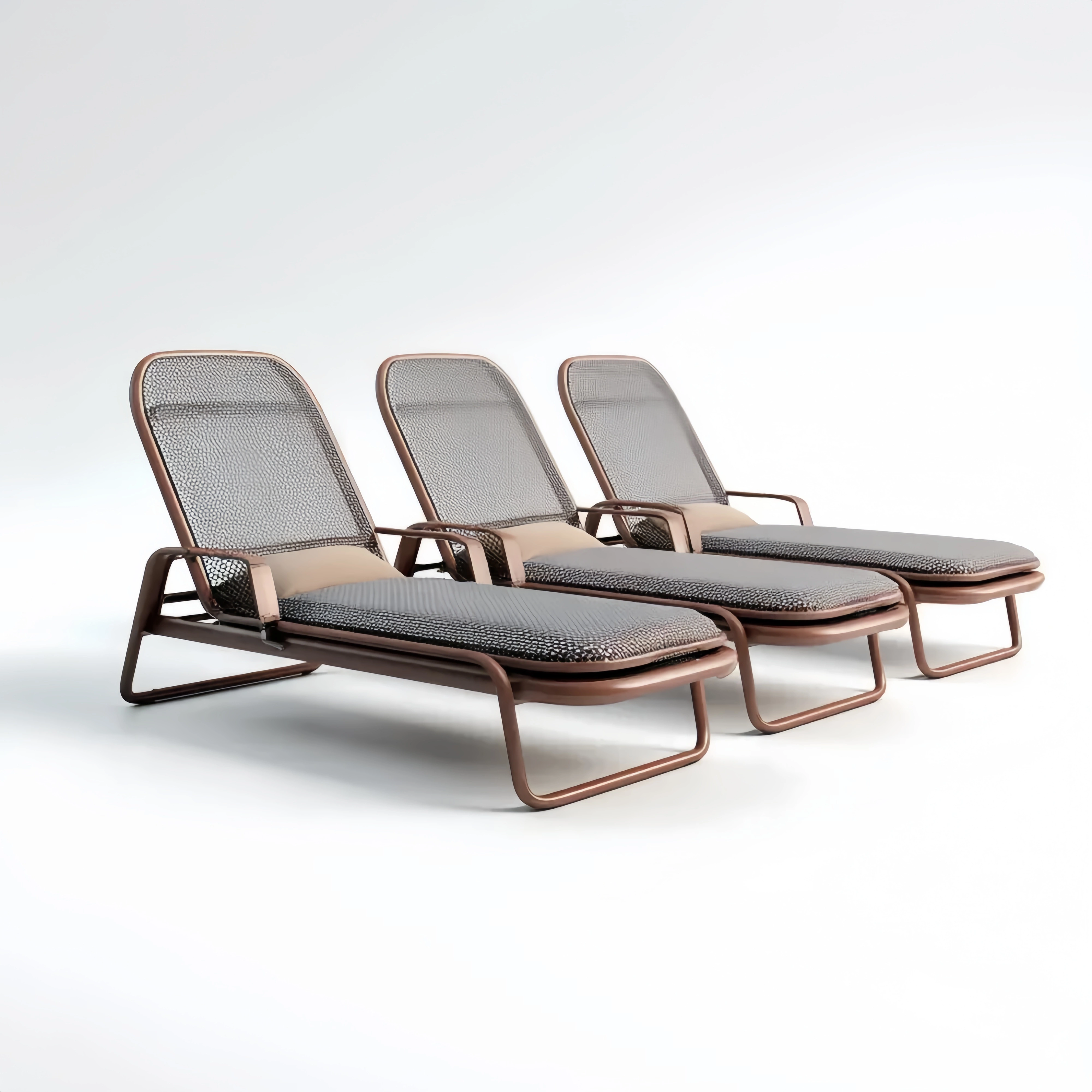 Aluminium Sonnenliegen Set mit Textilene Braun/Grau