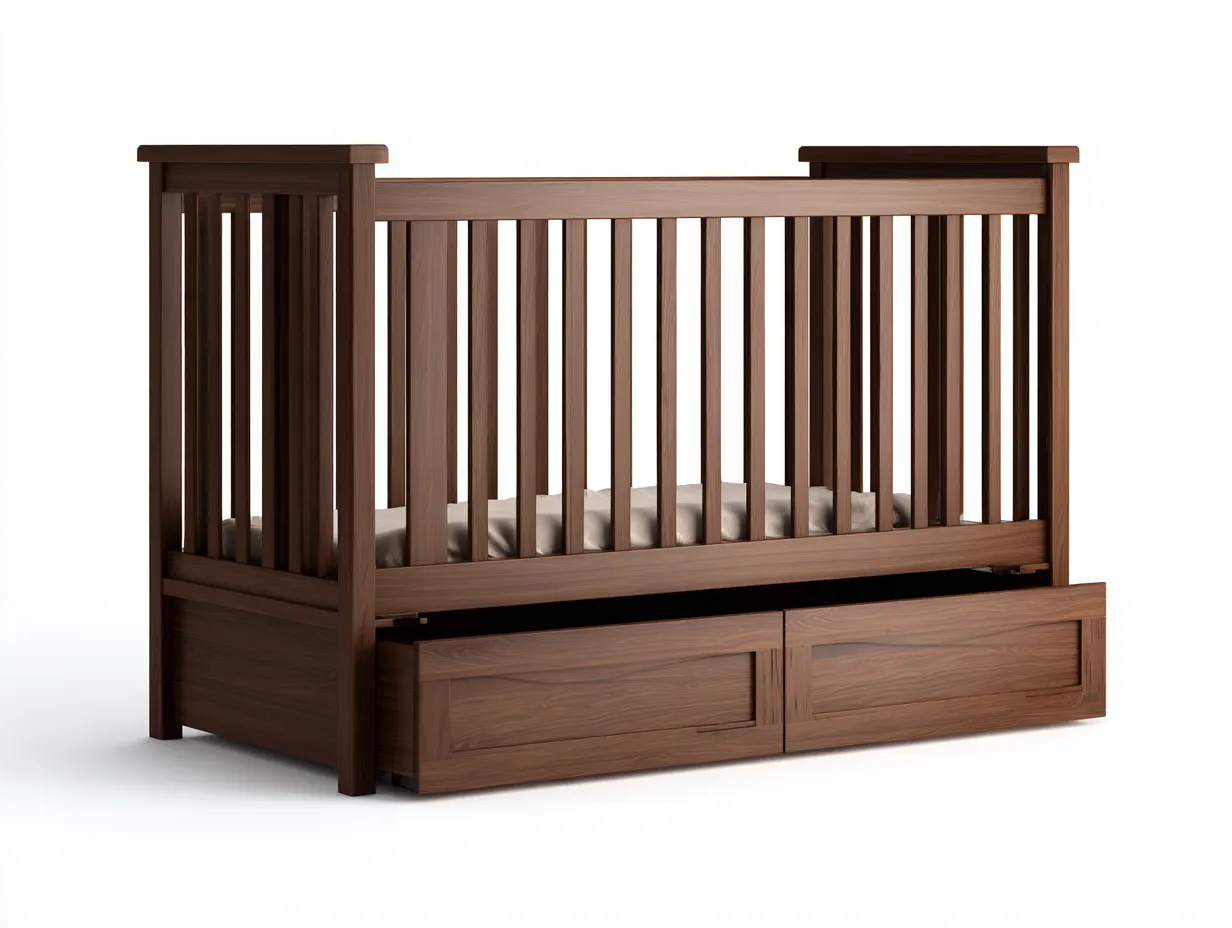 Culla-legno massello-130x75x100 cm-marrone scuro-design classico per cameretta-Cozyupshop