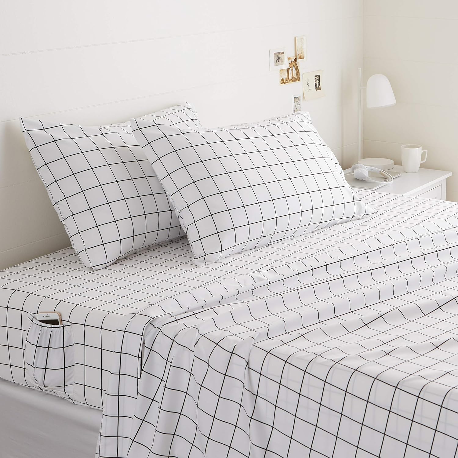 Soft Microfiber 4-Piece Bed Sheet Set with Elastic Side Pockets for Storage