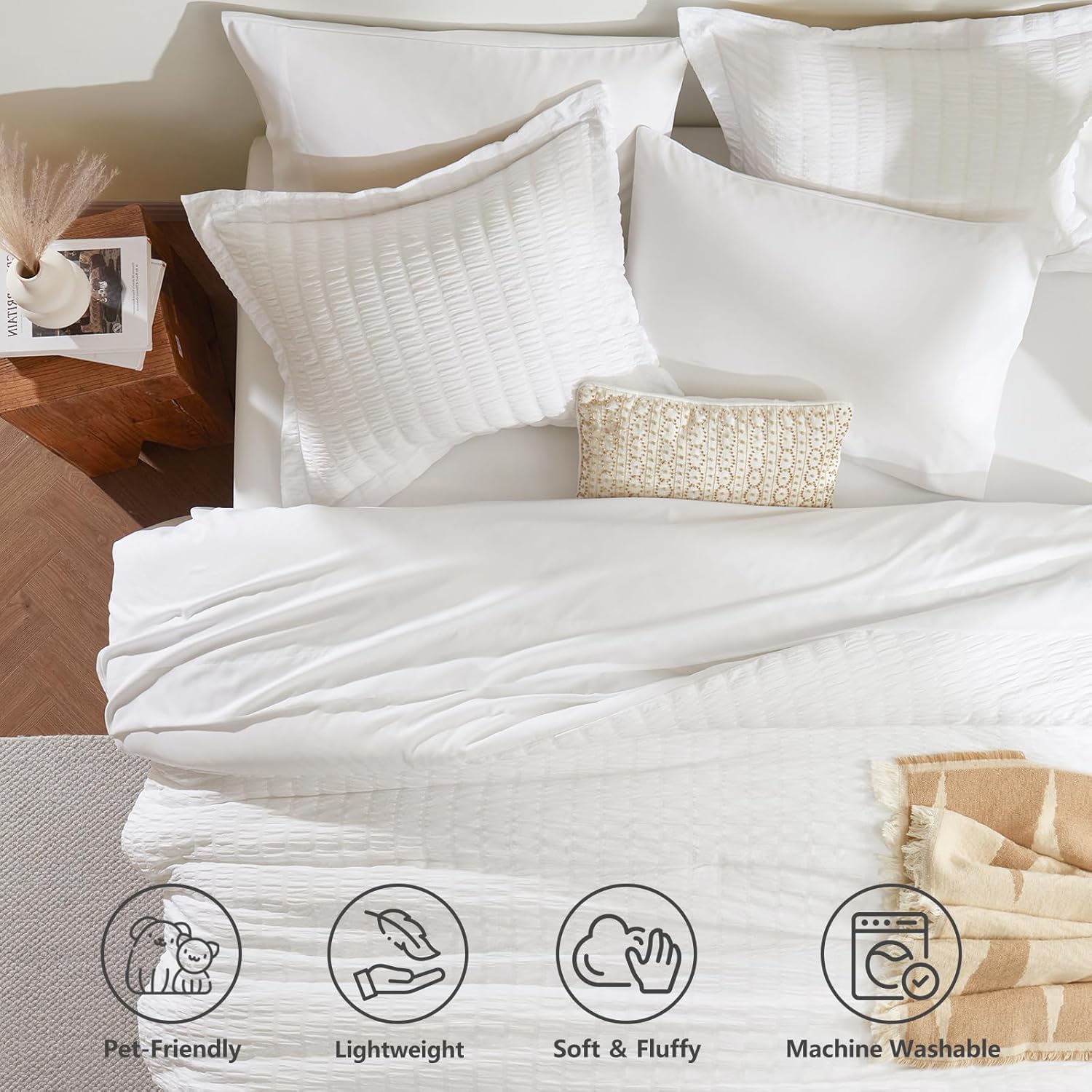 All Seasons Soft Bedding Sets with Down Alternative Comforter, Sheets, Pillowcases & Shams