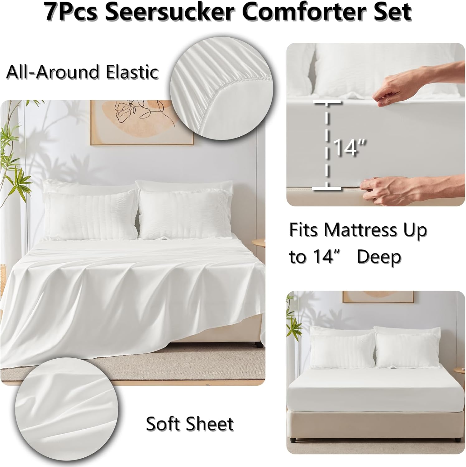 All Seasons Soft Bedding Sets with Down Alternative Comforter, Sheets, Pillowcases & Shams