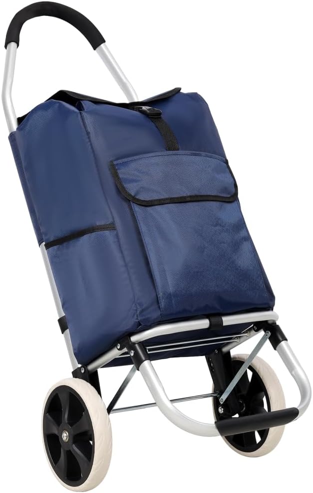 Foldable Shopping Cart with Wheels, Waterproof Oxford Removable Bag