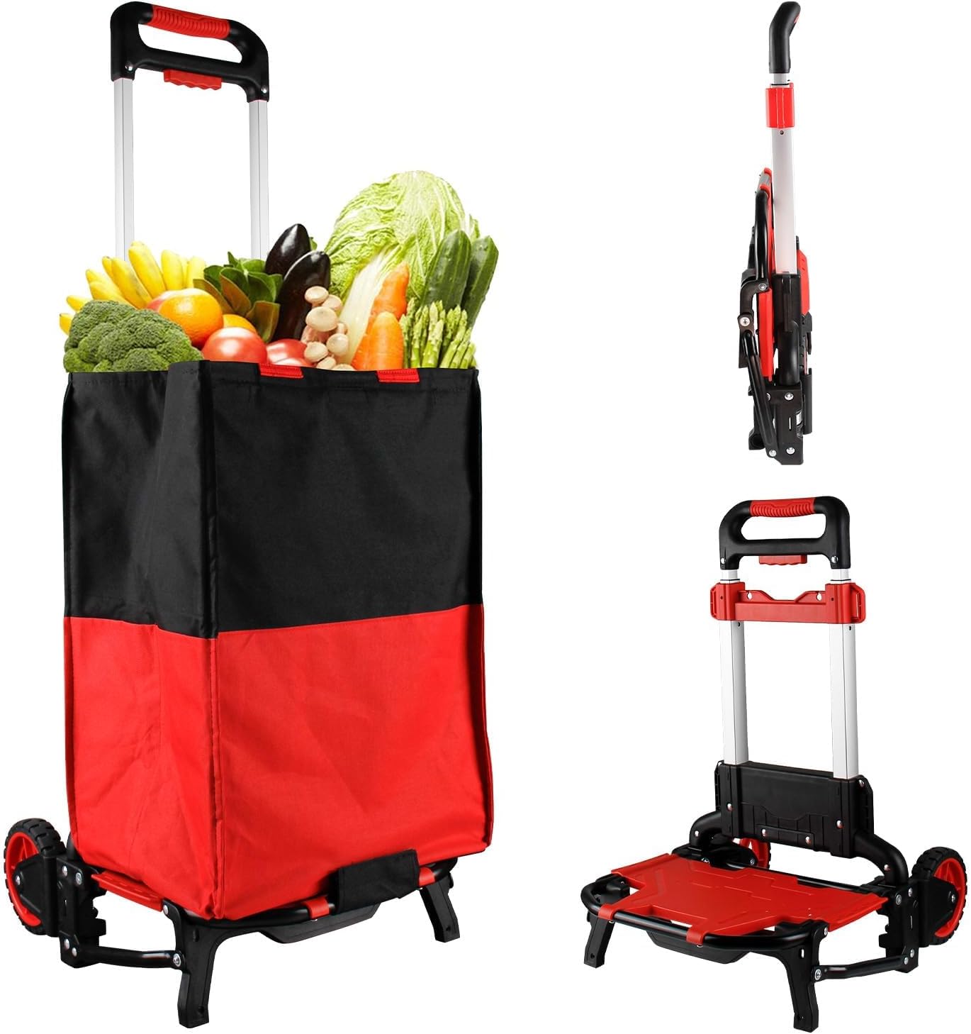 Folding Shopping Cart with Removable Waterproof Bag and Bungee Cord