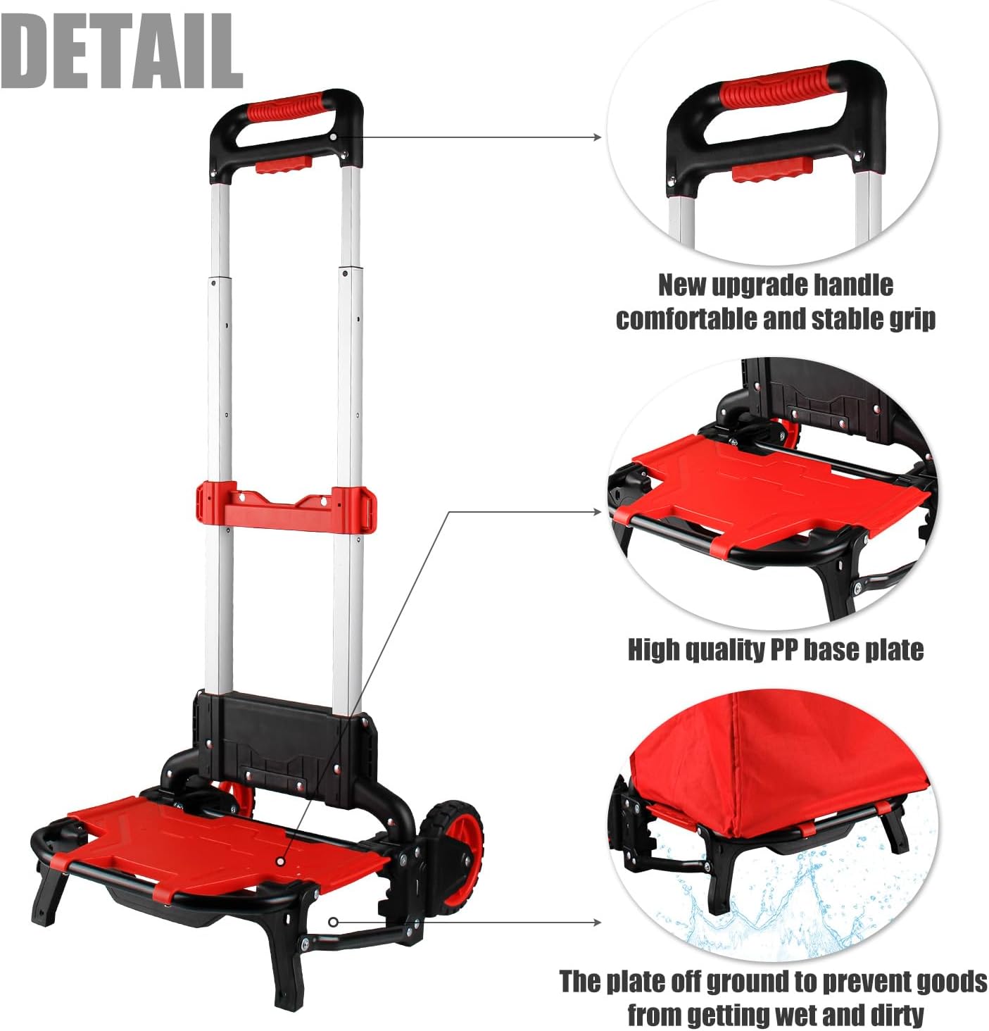 Folding Shopping Cart with Removable Waterproof Bag and Bungee Cord