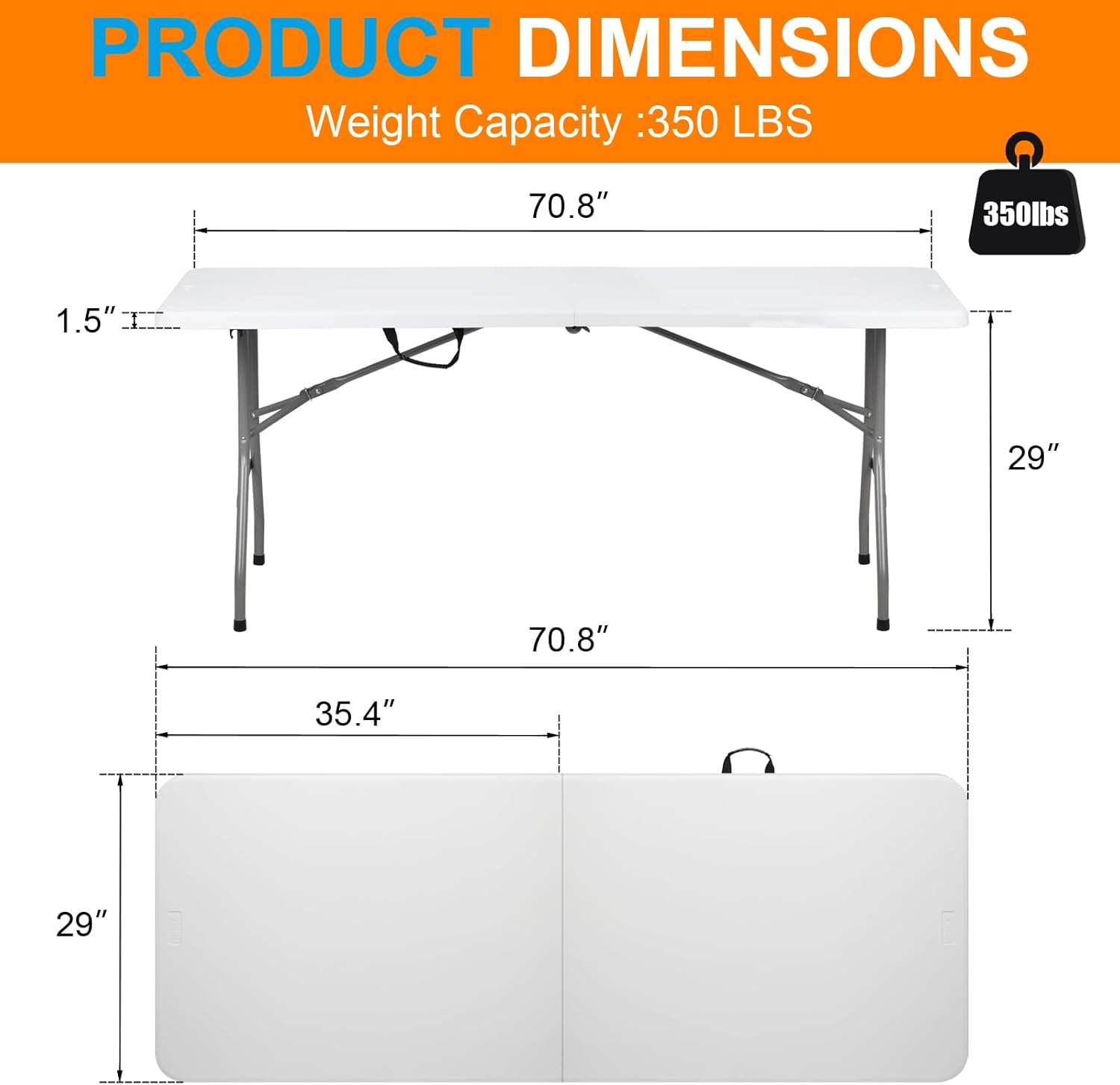 Plastic Folding Table 6ft Long