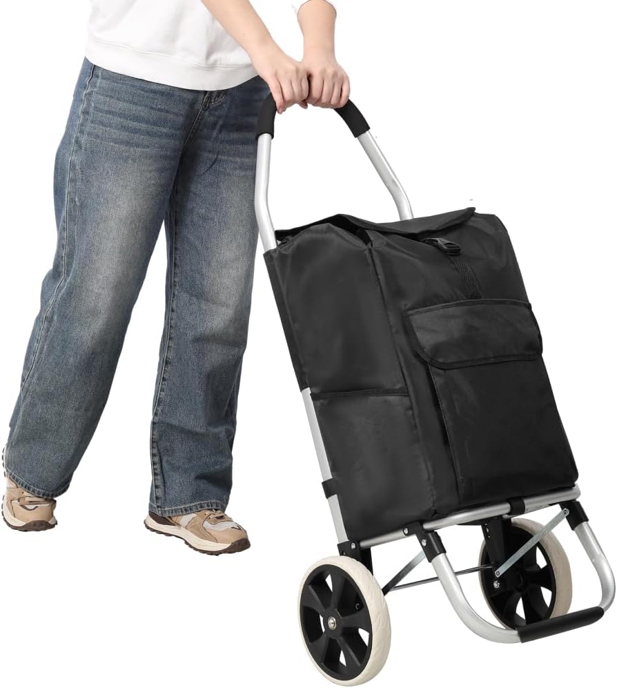 Foldable Shopping Cart with Wheels, Waterproof Oxford Removable Bag