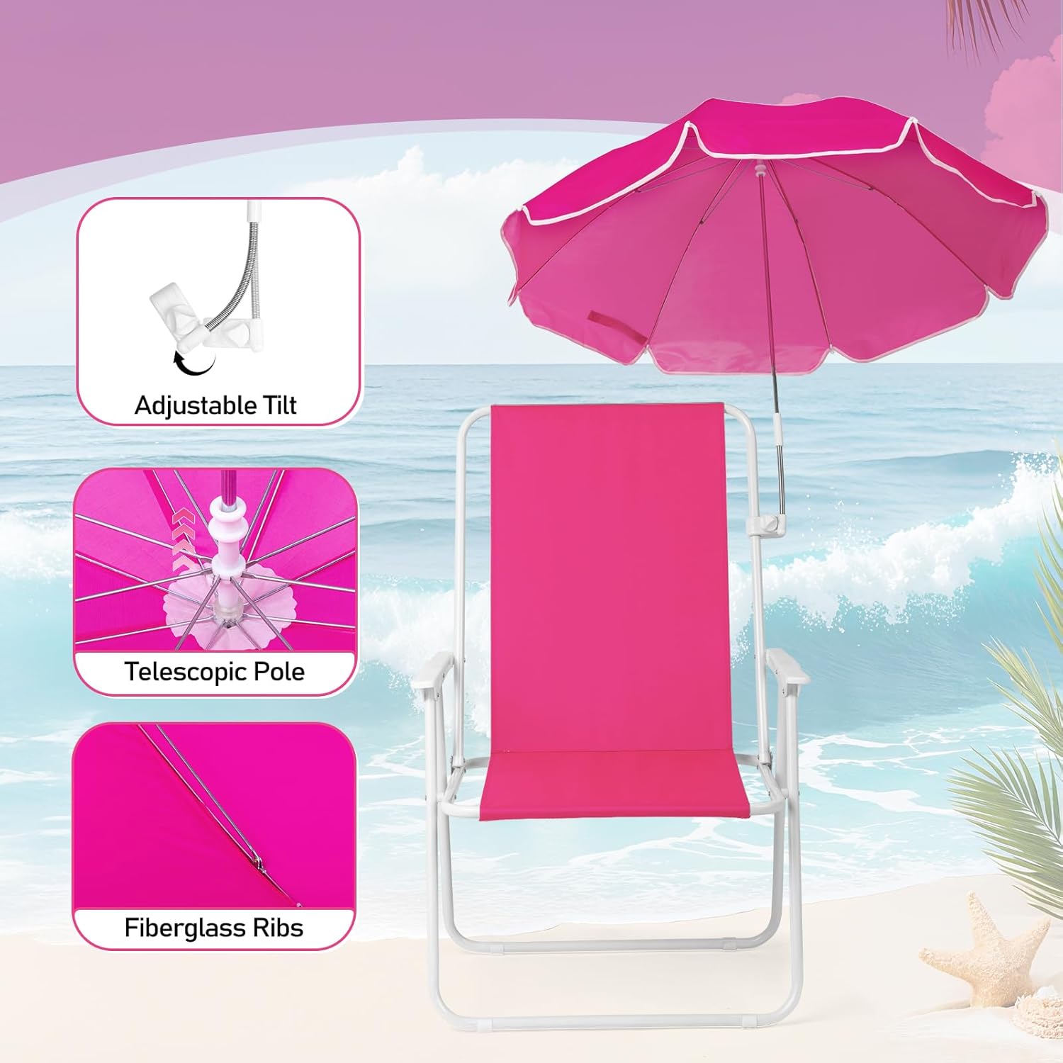 1 Pack Heavy Duty Steel Beach Chair