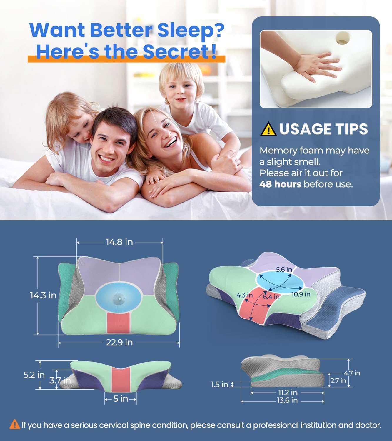 Ultra Pain Relief Cooling Pillow for Neck Support