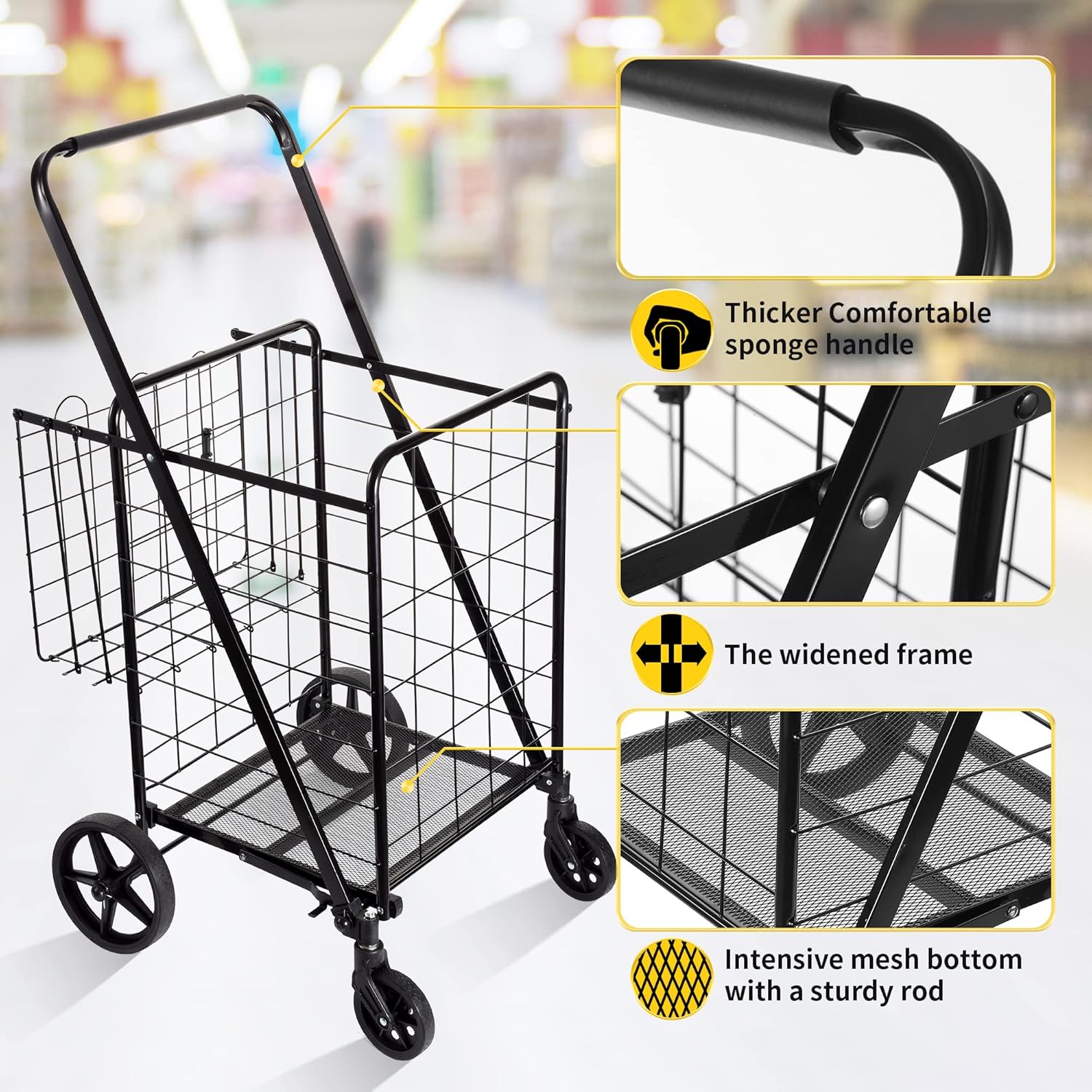 Folding Shopping Cart with Waterproof Liner