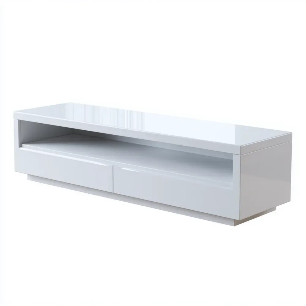 Mueble de TV moderno 120x40x35 cm - Acabado brillante Blanco