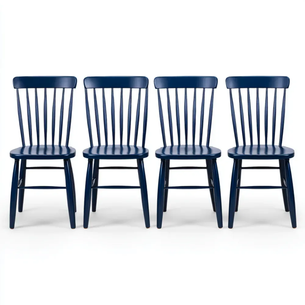 Conjunto de sillas de comedor de madera 45x50x85 cm Azul Oscuro - Estilo Clásico