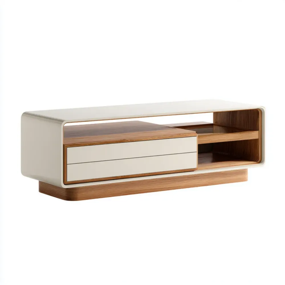 Mueble de TV Madera y Blanco 120x40x35 cm - Diseño Moderno