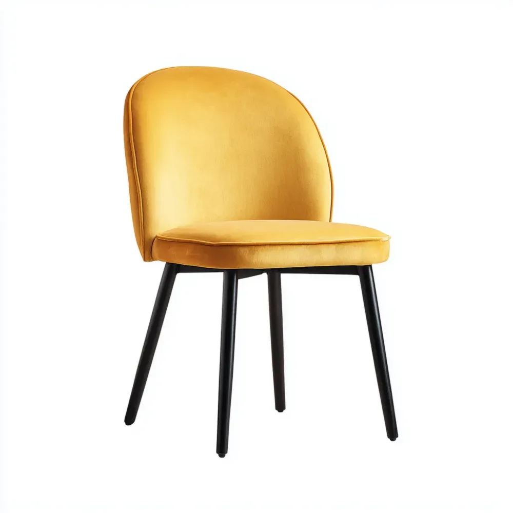 Silla de Comedor Tapizada de Terciopelo 50x55x80 cm - Amarillo - Diseño Contemporáneo