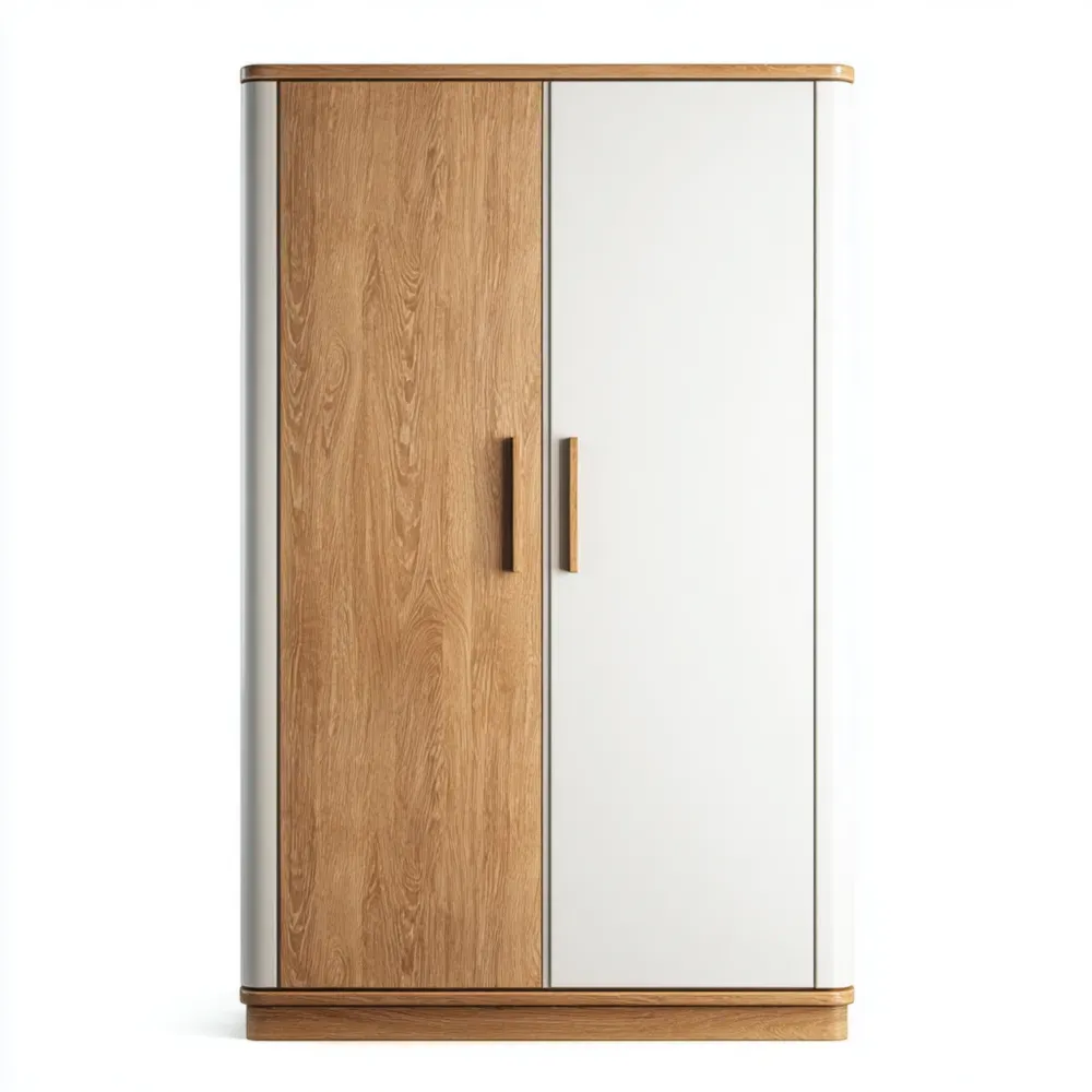 Armario de dos puertas 180x80x50 cm Madera/Blanco - Estilo Moderno