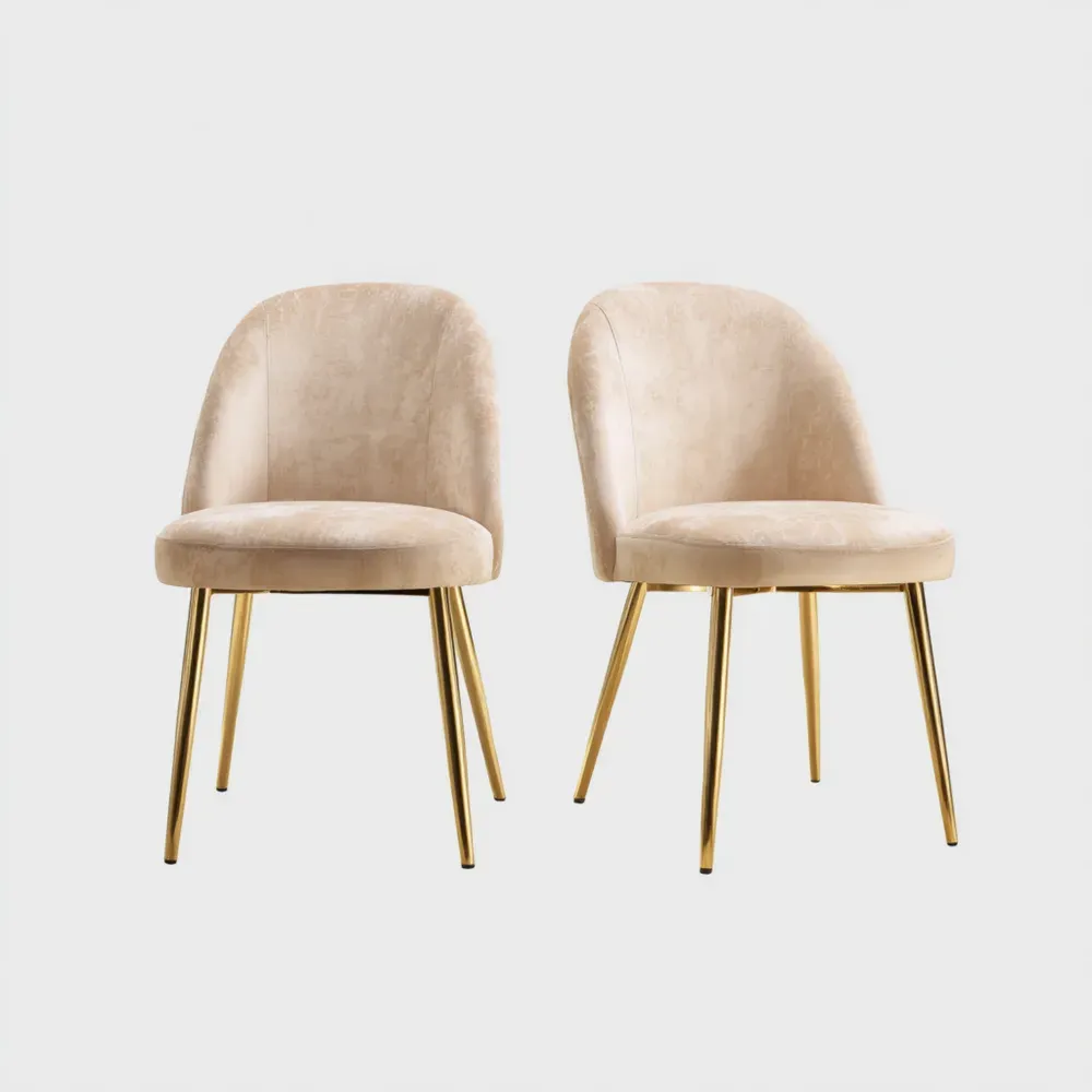 Juego de 2 Sillas de Comedor Terciopelo 50x55x85 cm - Beige