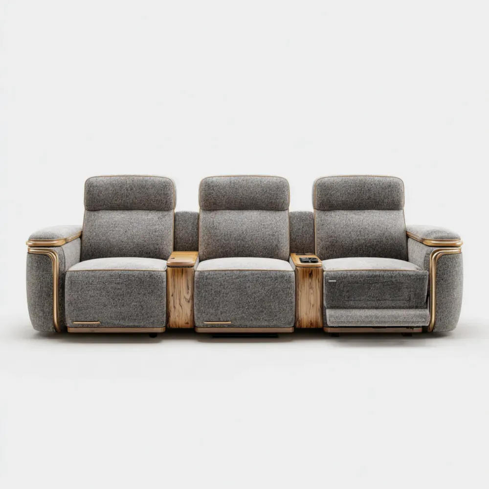 Sofá de 3 plazas 200x90x100 cm tapizado en tela – Gris – Diseño Moderno