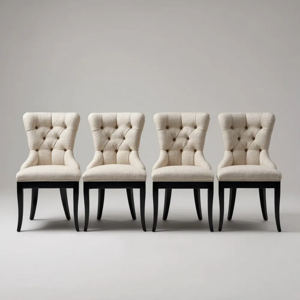 Juego de 4 sillas de comedor tapizadas 45x50x90 cm - Beige - Diseño clásico