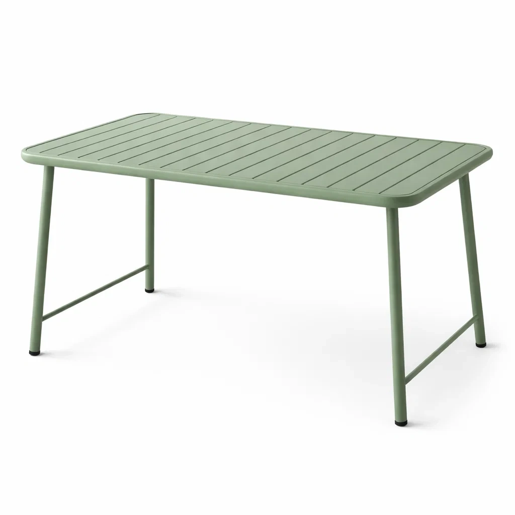 Tavolo Rettangolare da Esterno in Metallo Verde-FURNIWONDER