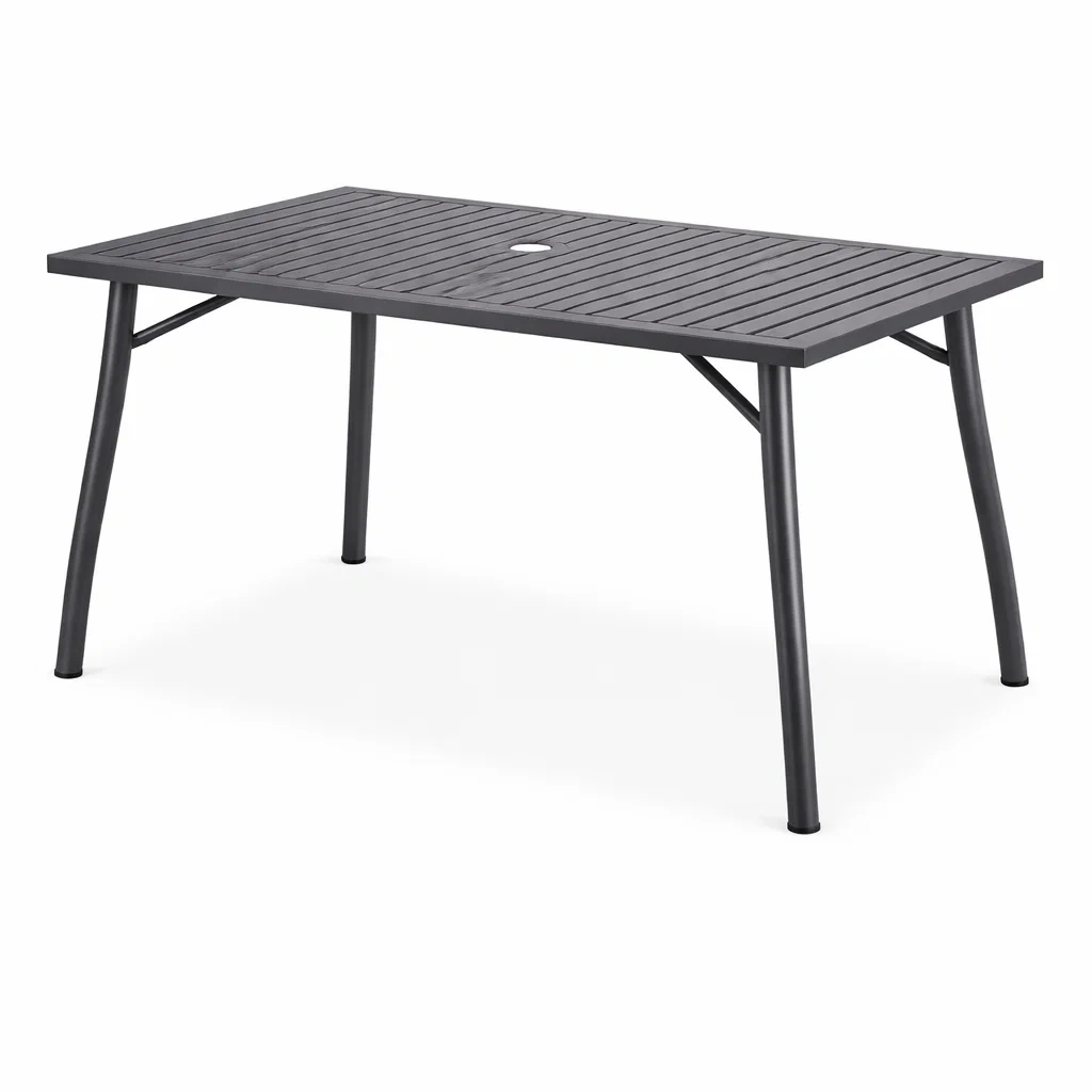 Tavolo da Giardino Rettangolare in Metallo Nero 150x90x74 cm-FURNIWONDER