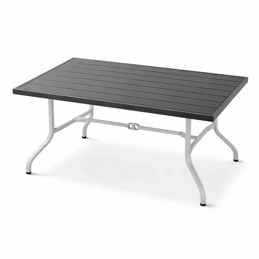 Tavolo da Giardino in Alluminio e Polipropilene Nero Bianco 120x80x45 cm-FURNIWONDER