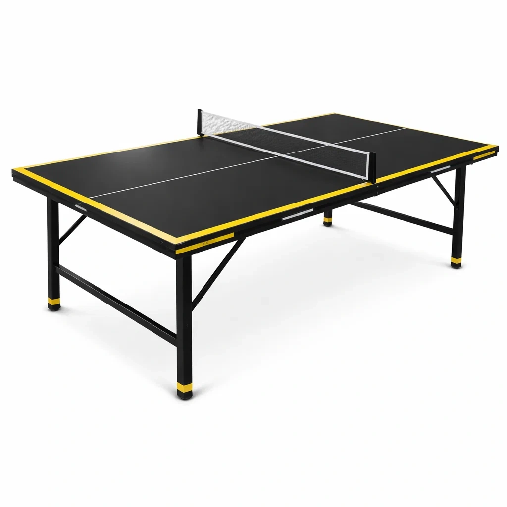 Tavolo da ping pong in MDF e Acciaio Nero Giallo 274x152.5x76 cm-FURNIWONDER