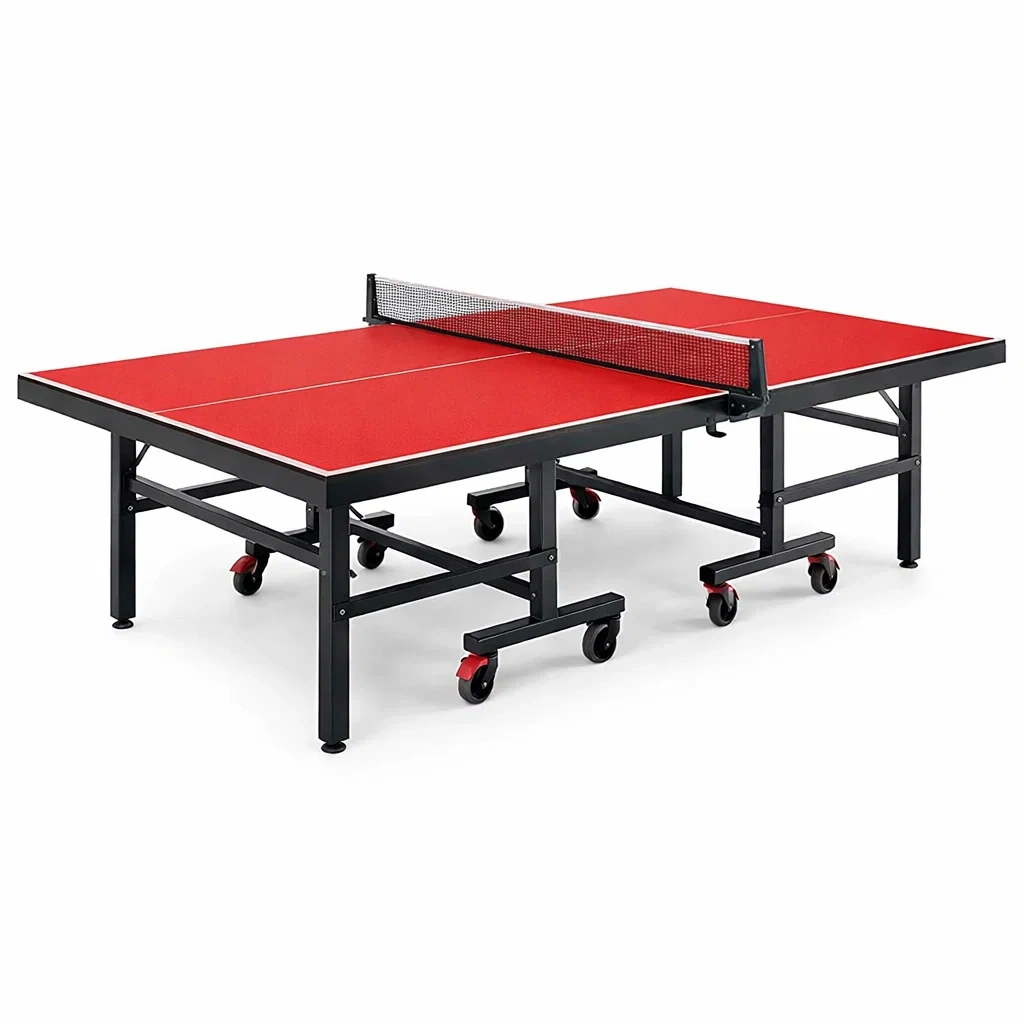 Tavolo da ping pong Pieghevole in MDF con Telaio in Metallo Rosso 274x152.5x76 cm-FURNIWONDER