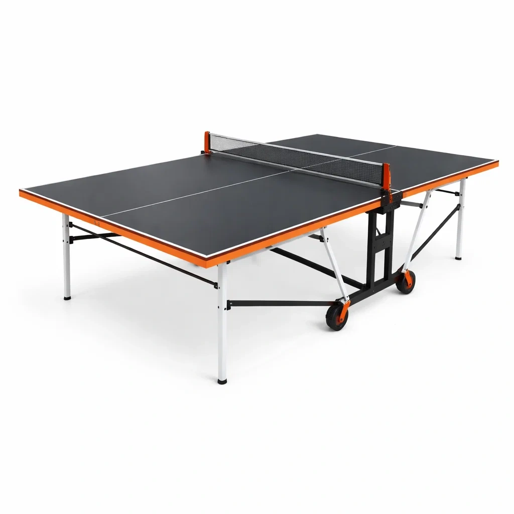 Tavolo da ping pong Pieghevole in MDF e Metallo con Rete Rimovibile 274x152.5x76 cm Nero Arancione-FURNIWONDER