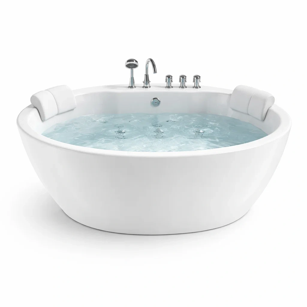 Vasca freestanding Rotonda Idromassaggio in Acrilico con Finitura Cromata-FURNIWONDER