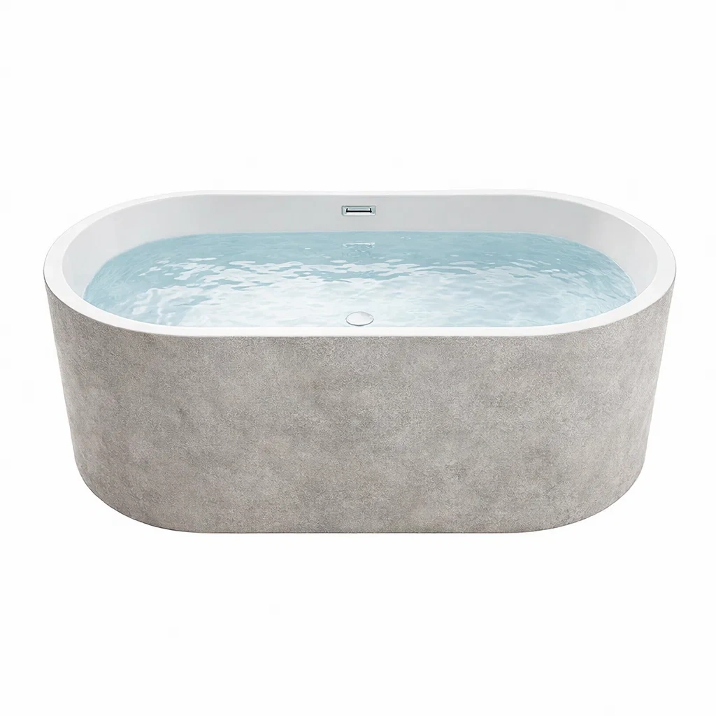 Vasca freestanding Ovale in Acrilico Grigio Cemento-FURNIWONDER