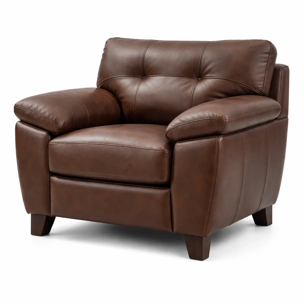 Poltrona in Pelle Sintetica Marrone-NESTINHOUSE