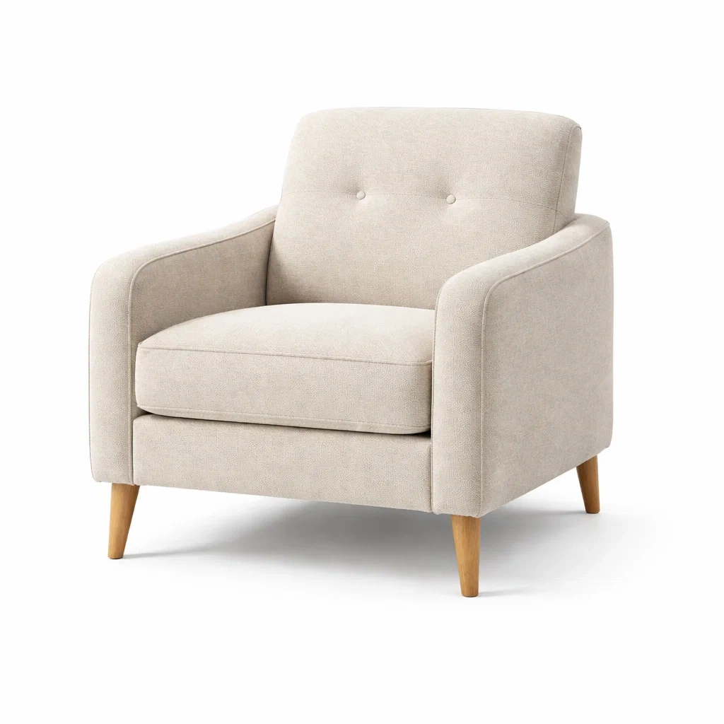 Poltrona in Tessuto Lino con Gambe in Legno-NESTINHOUSE