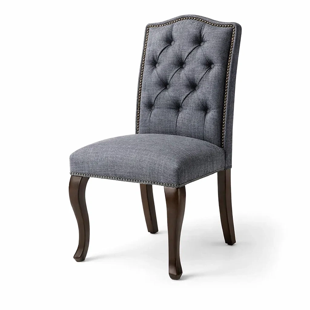 Sedia da pranzo in Legno e Lino Grigio-NESTINHOUSE