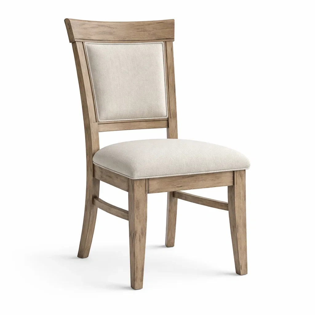 Sedia da pranzo in Legno Massello con Seduta in Tessuto di Lino Crema-NESTINHOUSE