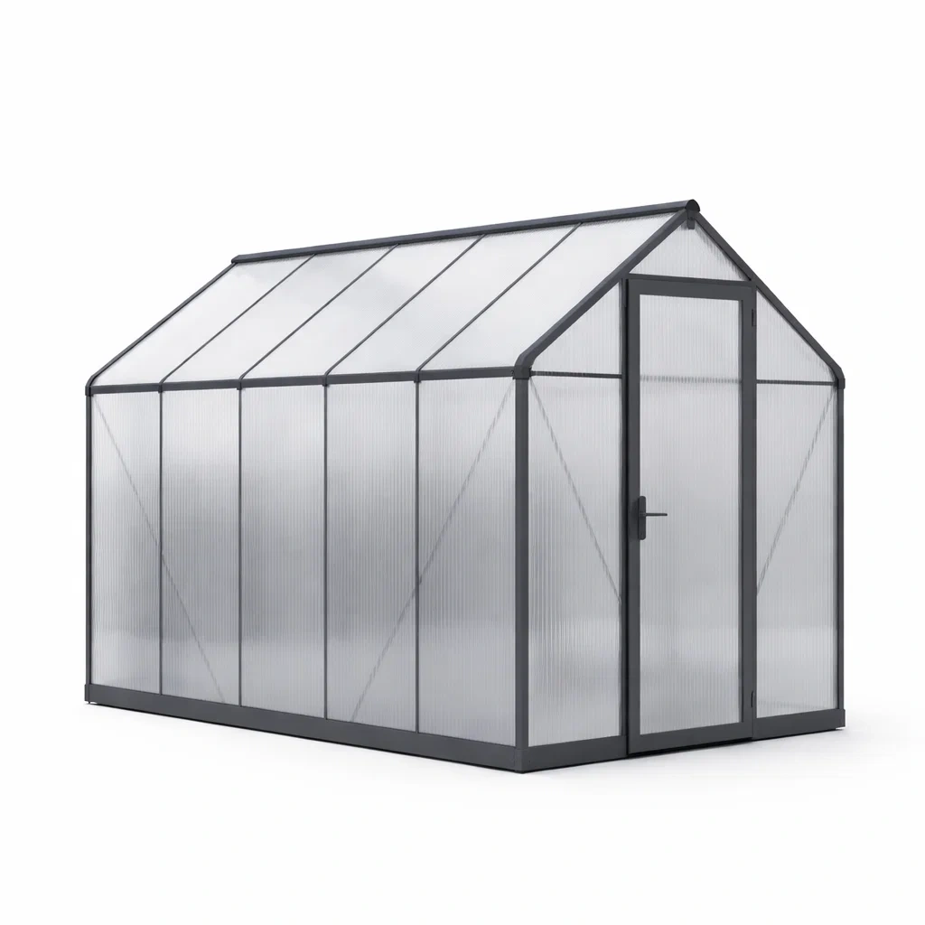 Serra in Alluminio e Policarbonato Grigio da Giardino-NESTINHOUSE