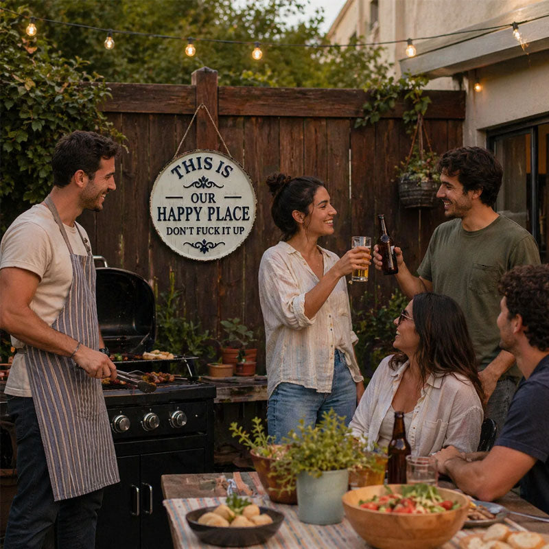 “This Is Our Happy Place” Hanging Sign