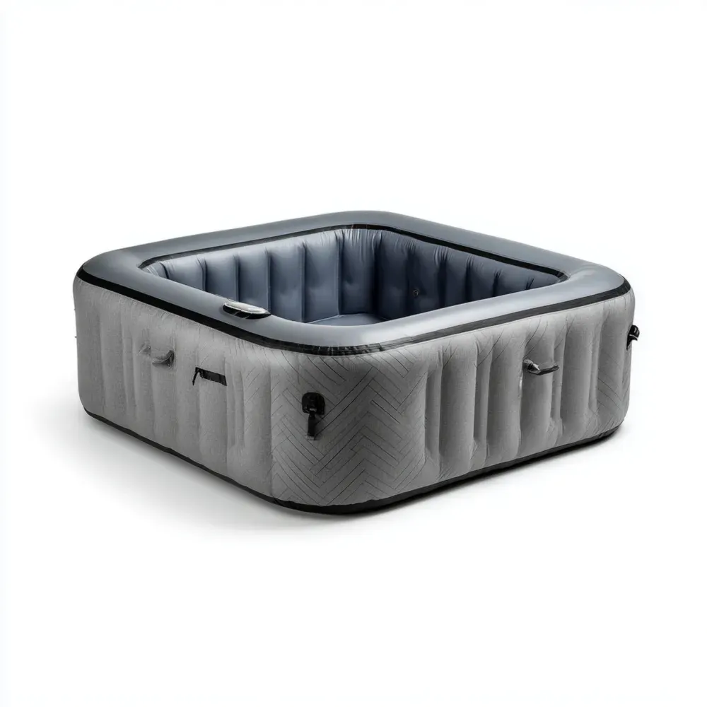 Quadratischer Aufblasbarer Whirlpool 185x185x65 cm – PVC – Grau