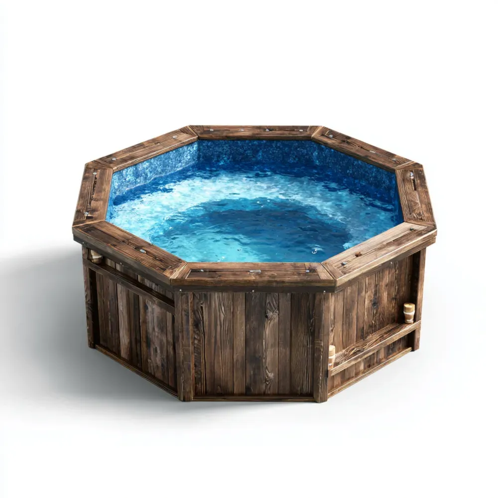 Holz-Whirlpool 200x200x100 cm – Lärchenholz – Blau