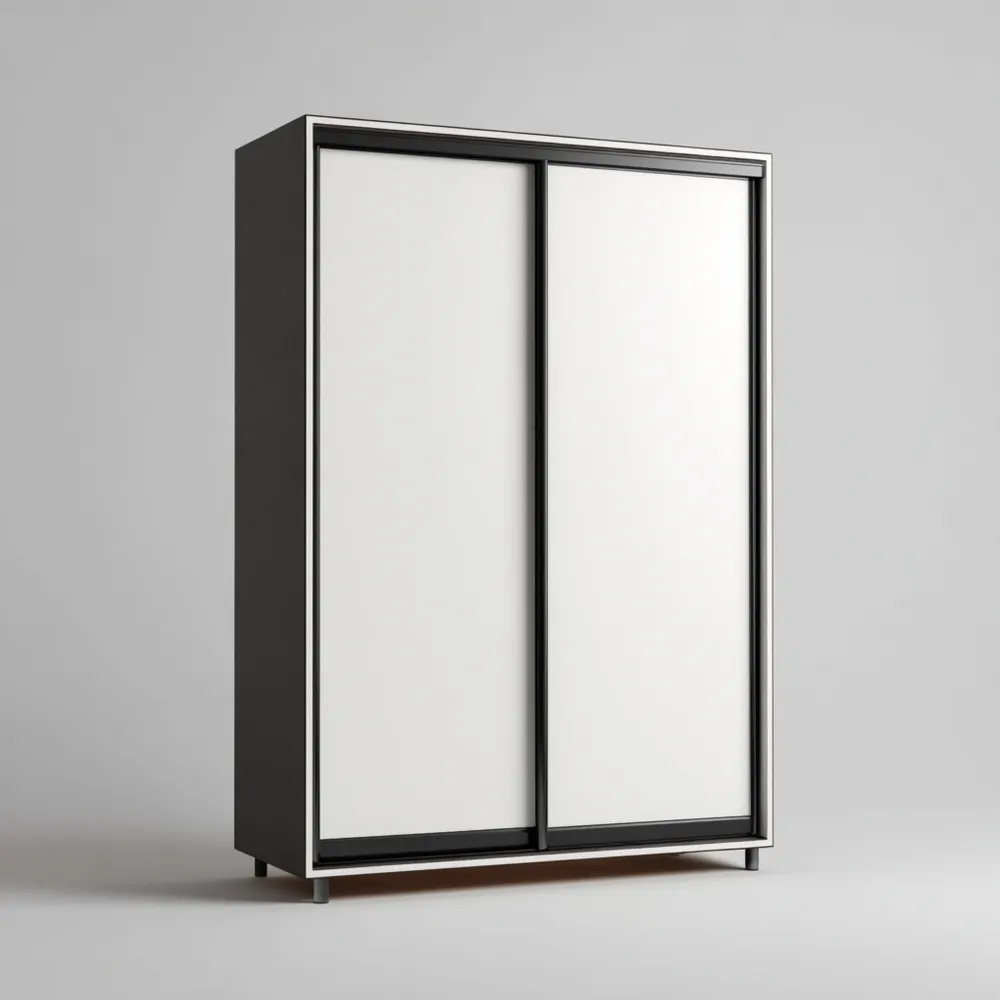 Kleiderschrank Metall Schwarz/Weiß 200x150x60 cm