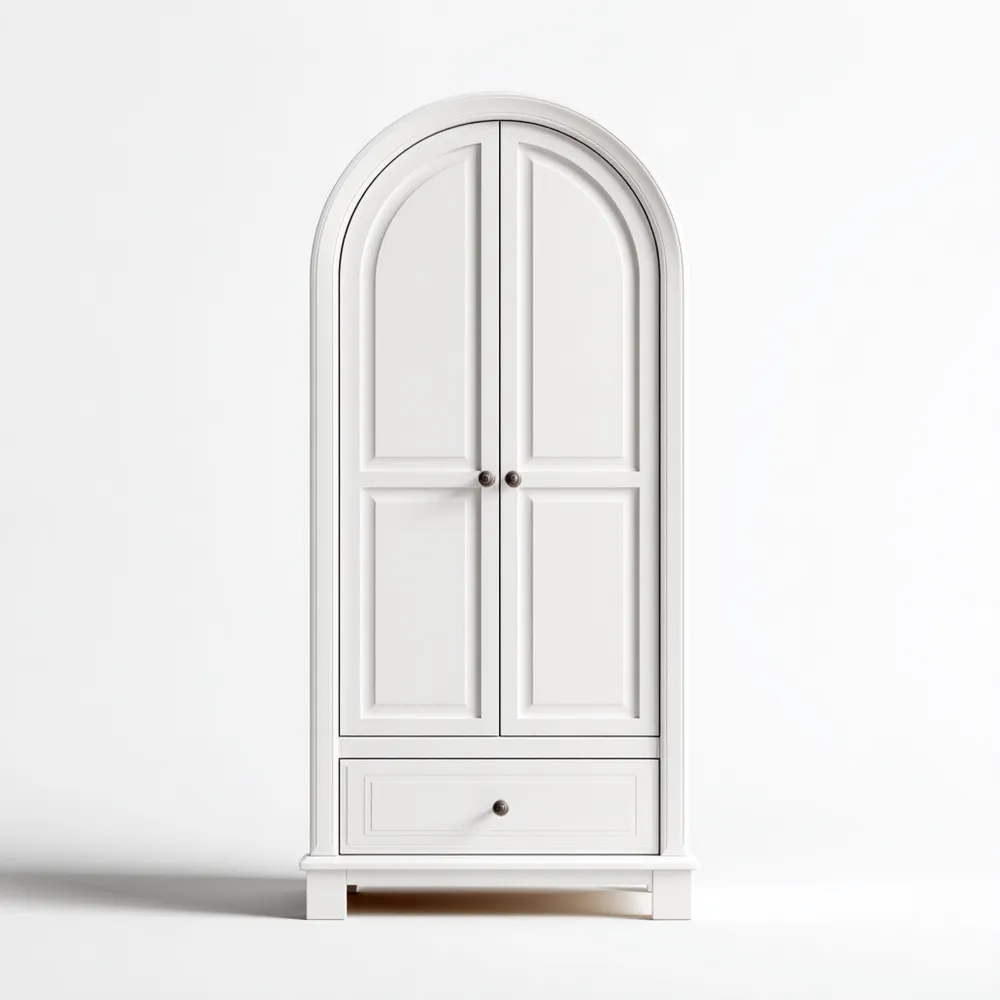 Weißer Holzschrank mit Schublade