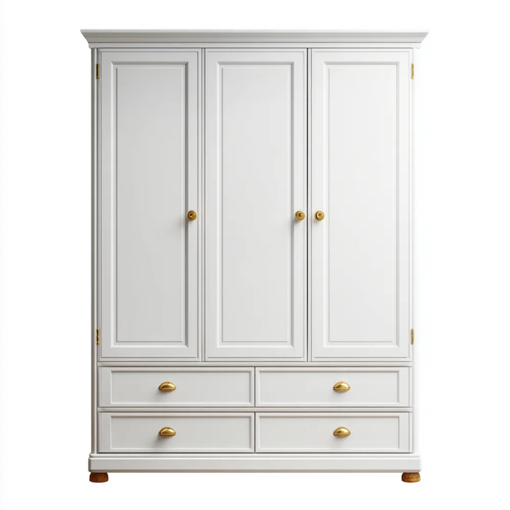 Kleiderschrank MDF mit Metallgriffen – Weiß