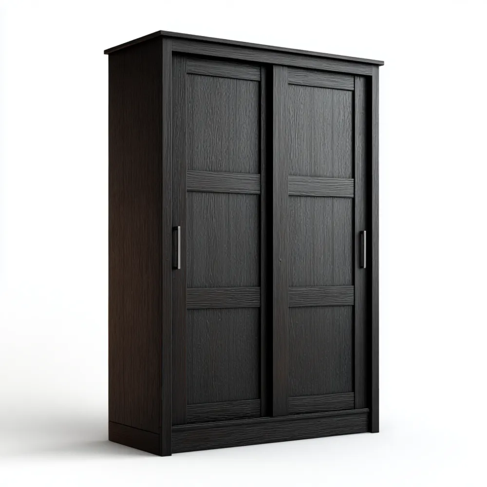 Kleiderschrank MDF 200x150x60 cm - Schwarz - Schiebetüren
