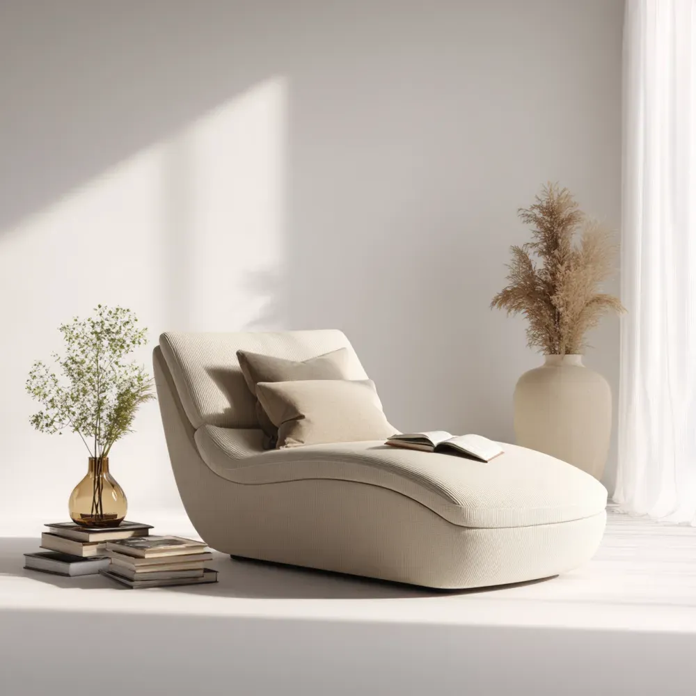 Chaiselongue Stoff Polyester 180x80x70 cm – Beige