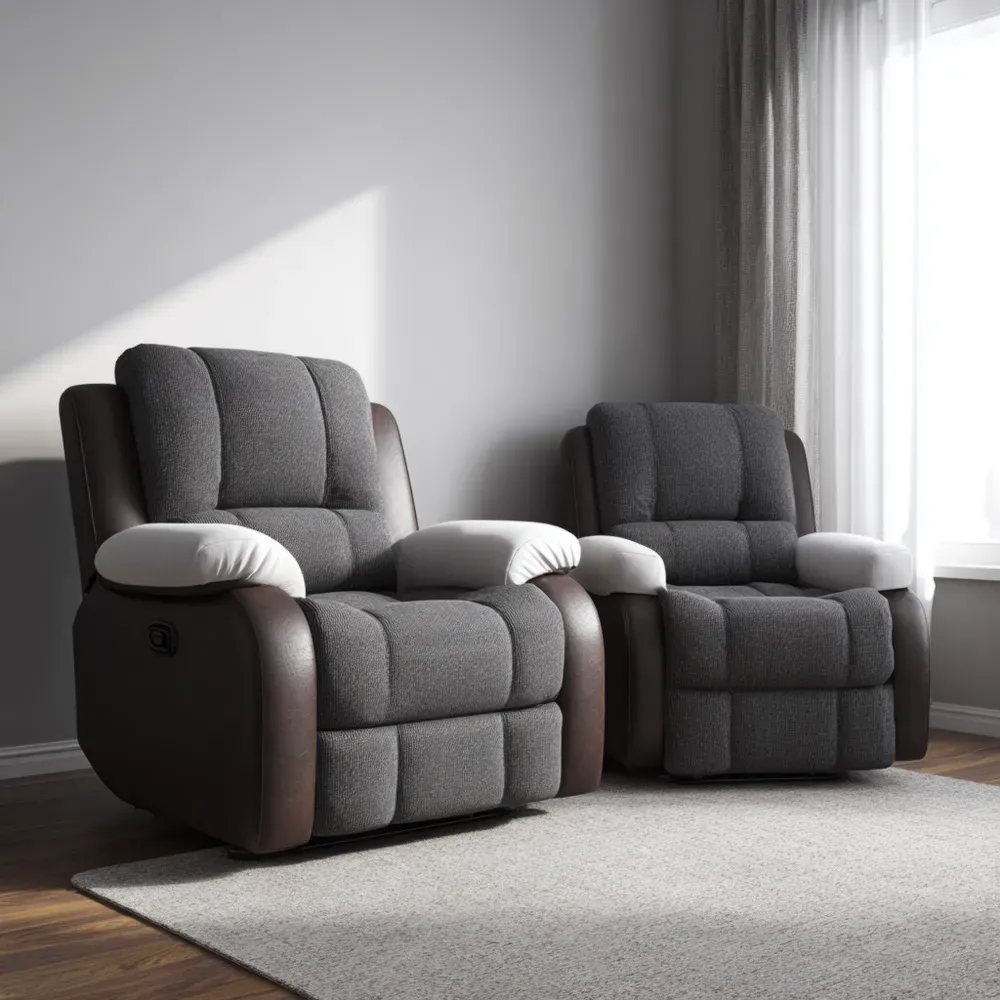 Relaxsessel Set Stoffpolsterung Polyester Dunkelgrau/Braun