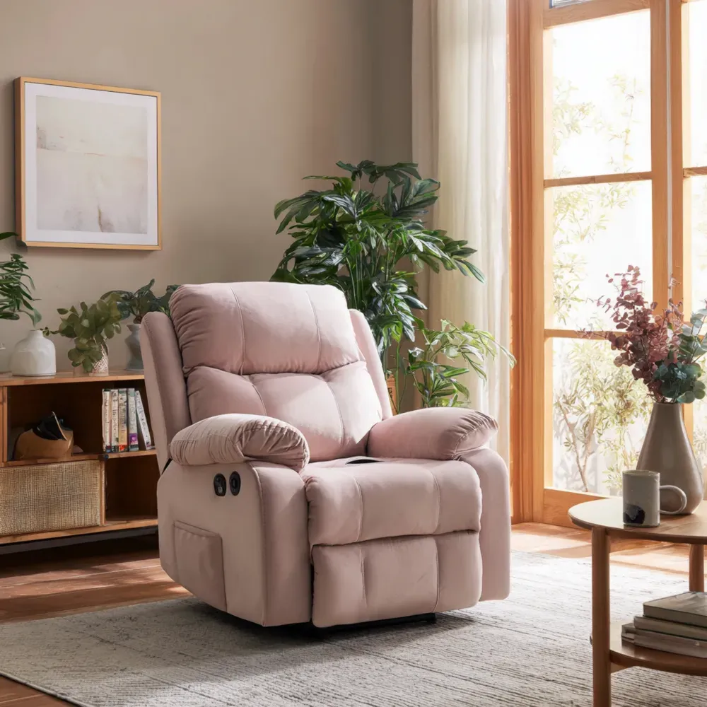 Relaxsessel Mikrofaser 80x90x100 cm – Rosa – Verstellbare Rückenlehne