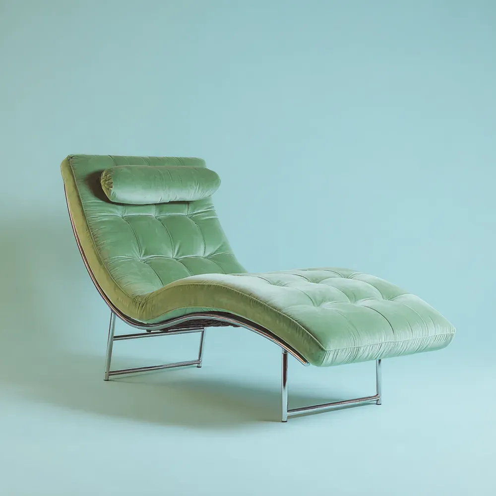 Lounge Liege Samt Stoff mit Metallrahmen Grün