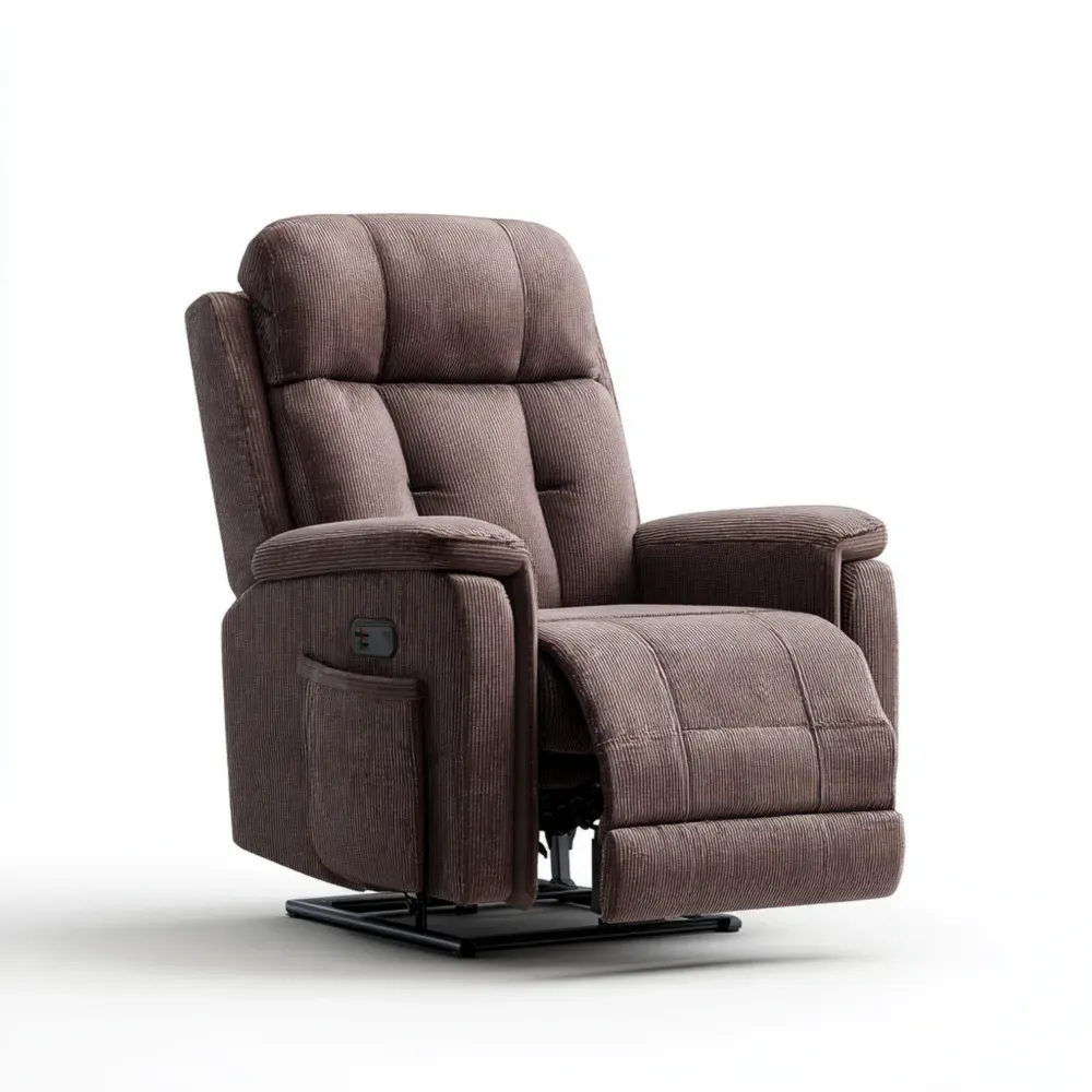 Chenille-Sessel Braun mit Verstellbarer Lehne
