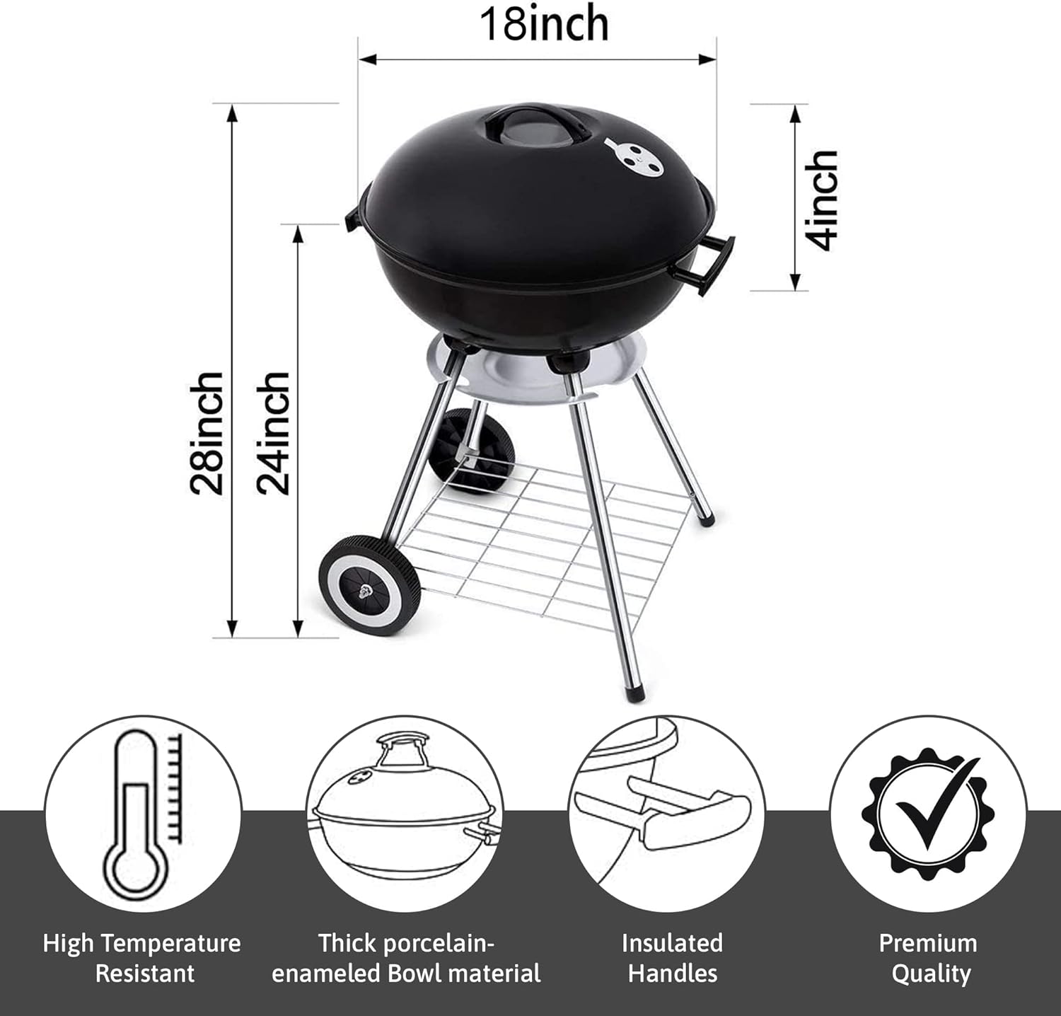 18 Inch Portable Charcoal Grill